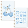 CNhoqc Lined Spiral Journal Notebook, 2 Pcs Blue Coquette Aesthetic Preppy - color: Blue