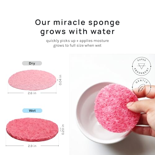 AOA Studio 50-Count Compressed Facial Sponges 100% Natural Cosmetic Spa Sponges for Facial Cleansing, Exfoliating Mask, Remove for Makeup, Dead Skin, and Dirt (50 counts, Pink) - color: Pink, size: 1 Count (Pack of 50)