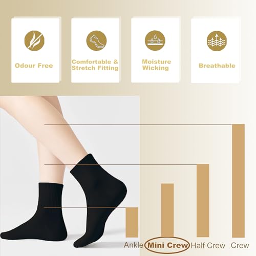 Women's Cotton Quarter Crew Socks - color: 02 Black - 5 Pairs