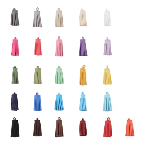Artificial Leather Tassel, 52 Pcs Color Faux Leather Tassel Bulk Keychain Tassels for Handbag, Keychain, Charms, Earrings and Craft Making Supplies - color: 26 Colors-3cm