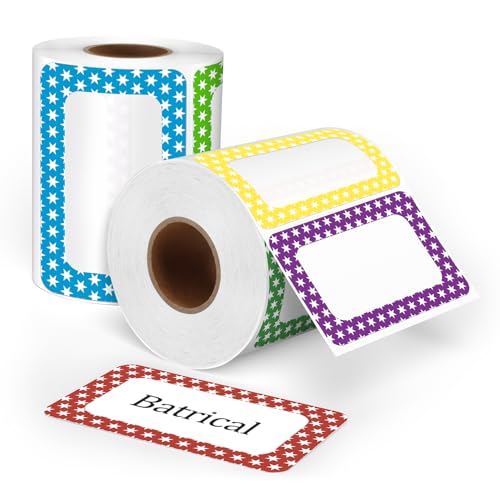 Batrical 3.5"x2.25" Colorful Name Tags 200pc 5 Colors Name Tag Stickers for Office, School, Classroom, Kitchen, Refrigerator