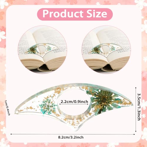 Book Page Holder, Dried Flower Resin Thumb Book Page Holder 2 Pieces Book Accessories Gifts for Book Lovers for Book Lovers Readers Teachers Students - color: Crescent: Yellow and Blue