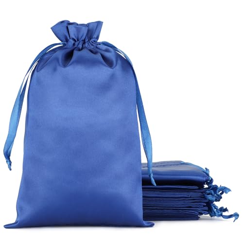 30Pcs Satin Gift Bags, 5x8 Blue Cloth Drawstring Pouch - color: Blue, size: 5×8 in