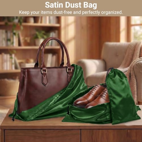 Q&J Fabric Co. 6 Pack Satin Dust Bag 19.7x23.6 inch Bright Green 100% Polyester Silk Bag Purse Dust Bag Shoe Bags for Closet Purse Protector Bag Dust Covers for Purses - color: Bright Green, size: 19.7"x23.6"