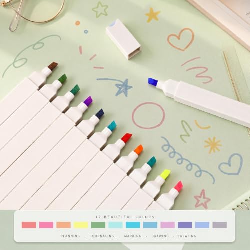 Crtiin 52 Pcs Aesthetic Pencil Pouch Set with Pen Highlighters, Green - color: Green