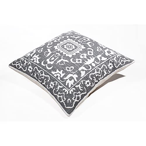 20x20 Inches Medallion Cotton Blend Throw Pillow Covers for Home Decor | Traditional Boho Cushion Covers for Throw Pillows | Perfect for Living Room Couch & Bedroom | Gray/White - color: Gray/White