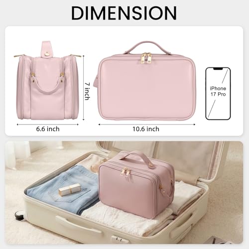 HauteHues Travel Makeup Bag Women's Large Capacity Cosmetic Organize Pink - color: Pink