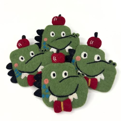 Humble Hilo Handmade Animal Felt Coaster Set of 4, Absorbent Coaster for Animal Lover (Funny Crocodile) - color: Funny Crocodile
