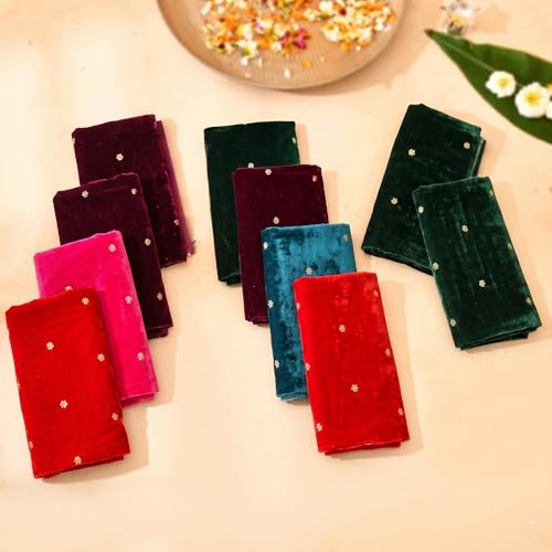 LOVENSPIRE Unstitched Multicolor Velvet Blouse Pieces for Women Saree, Pooja, Housewarming & Indian Return Gifts Pack of 50 - color: Multicolor Velvet, size: Pack of 50