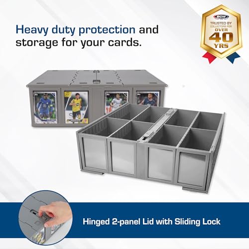 BCW Collectible Card Bin, Holds 3,200 Cards, Stackable, Grey, 4 Dividers - style: Single