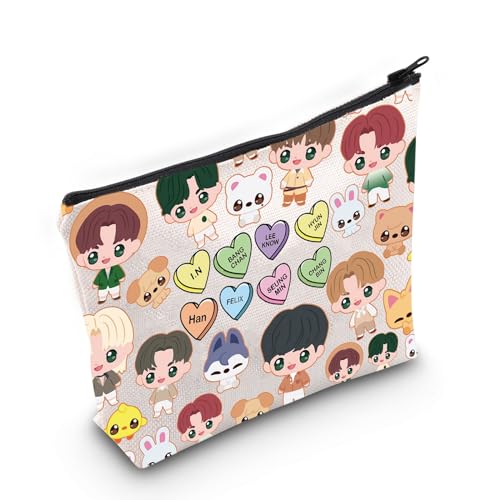 LEVLO Korean Group Stay Cosmetic Makeup Bag Korean Group Fans Gift Korean Group Cartoon Member Makeup Zipper Pouch Bag (SK Bag) - color: SKZ Bag