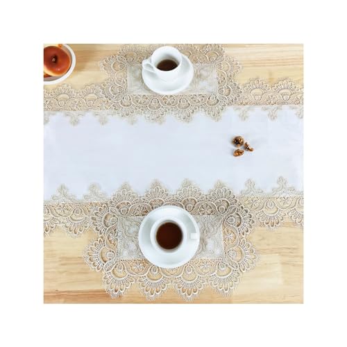 Lace Placemats Set of 2 Washable Beige 12x18inch - color: Carnation-beige, size: 2pcs