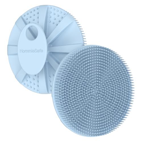 1 Pack Soft Silicone Shower Brush, Body Exfoliating Skin Massage Scrubber - color: Sky Blue