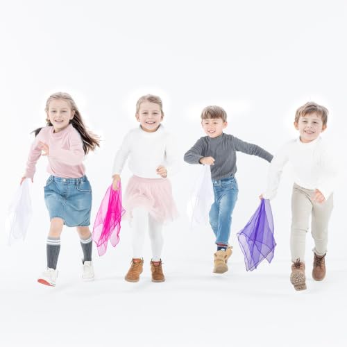 Jmkcoz 12pcs Square Juggling Silk Dance Scarves Magic Tricks Performance Props Accessories Movement Scarves Rhythm Band Scarf - color: White