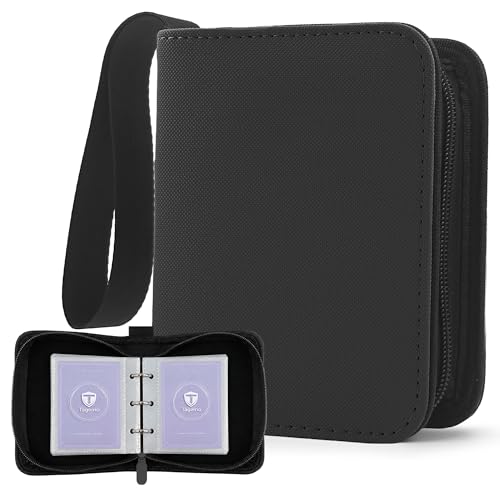 1 Pocket Card Binder with Zipper, 100 Pockets Mini Trading Card Album, Premium PU Leather Single Card Binder, Small Display Folder for TCG & Sports Cards - color: Black, size: 1-Pocket