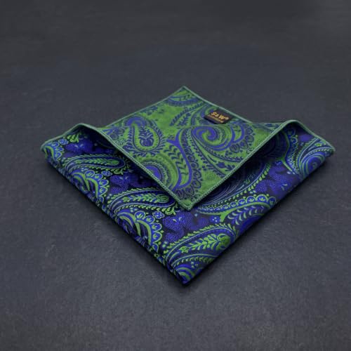 S&W SHLAX&WING Mens Pocket Square Paisley Multicolor Large for Business Wedding - color: Ah78