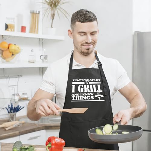 Funny Apron for Men Women,Humorous Kitchen Apron- Grilling Cooking BBQ Accessories, Gift for Dad Husband - color: That's What I Do I Grill