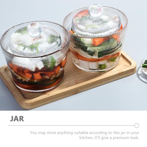PRETYZOOM 650ml Glass Pickle Vegetable Jar round Heavy Duty Storage Tank