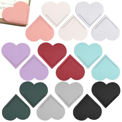 18 Pcs Leather Heart Bookmarks, Cute Corner Bookmarks for Women - size: 18 Pcs (Leather Heart)