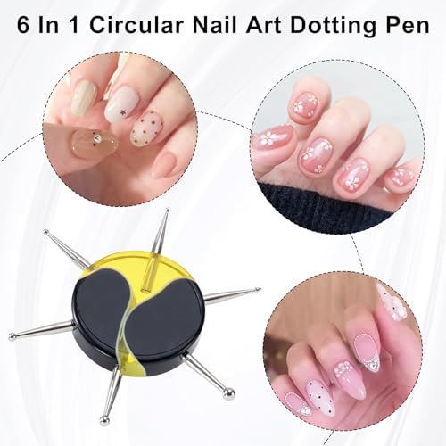 Nail Dotting Tool, 6-in-1 Metal Dotting Tool Nail Art, Colorful - color: colorful, 1 pcs