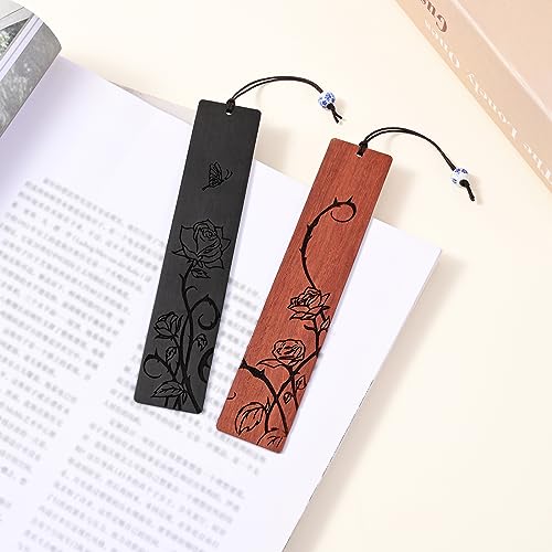 Cute Bookmarks for Women, Pretty Flower Bookmarks Rose Wooden Book Markers for Women, Bookish Gifts (Rose) - style: Rose