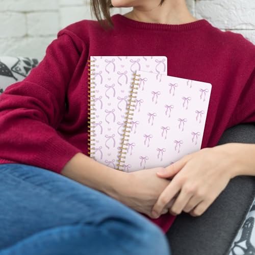 CNhoqc Purple Spiral Journal Notebooks, 4Pcs A5 Coquette Bow Notebooks - color: 4-Pcs Purple Bow-B