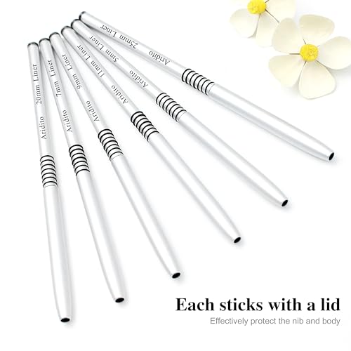 6Pcs Silver Metal Handle Nail Art Liner Brushes Set - color: Silver