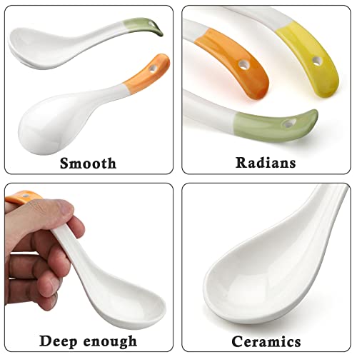 Ceramic Dessert Spoons Set Long Handle Cereal Spoon Korean Porcelain Spoons