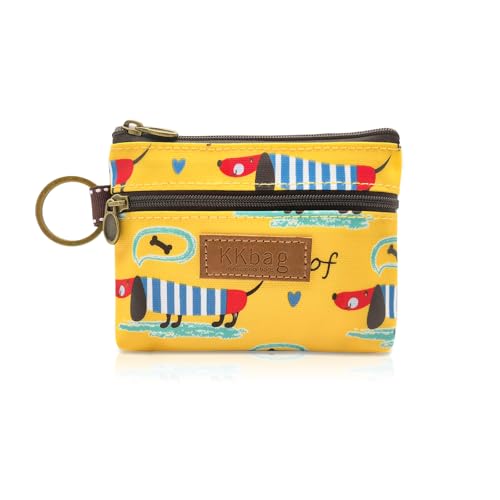 Coin Bag, Waterproof Coin Wallet Small Coin Purse with Zipper and Keyring, Cute Coin Pouch for Women and Girls, Change Purse Mini Storage Bag for Coin, Cards, Lipsticks, Keys (yellow) - color: yellow dog