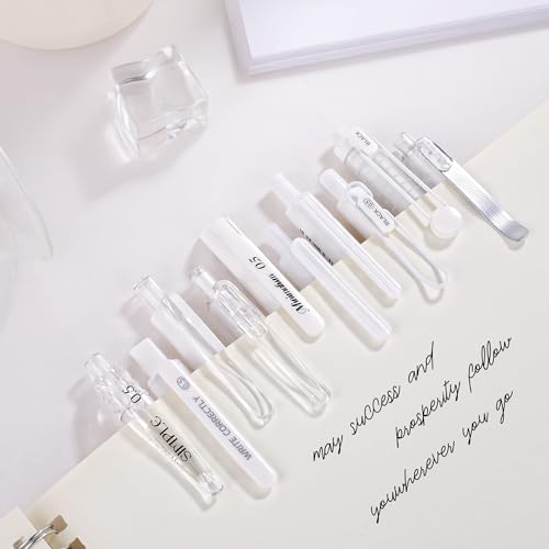 10PCs Pastel Gel Ink Pen Set,Retractable Black Ink Pens 0.5mm Fine Point - color: White