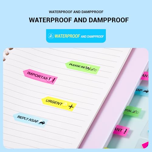 Golcellia Arrow Sticky Tabs & Page Markers - 900 Sticky Flags for Books, 5 Color Waterproof Tabs with Printed Symbols/Arrow Stickers (9-Pack, 0.49"×1.74") - color: Word, size: 5.8" x 4.6"