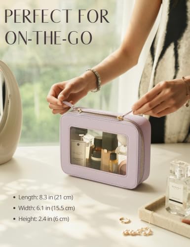 Popvibe Clear Makeup Bag with Zipper, Set of 2, Mini and Medium, Purple - color: Purple, style: Mini & Medium