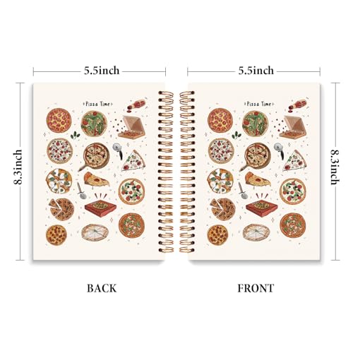 JXREQ Pizza Time Notebook, Pizza Food Lover Gifts Journal Notebook, Modern Trendy Italy Food Journal for Women, Aesthetic Office Supplies, Cute Aesthetic Spiral Notebooks 5.5x8.3 - color: Pizza