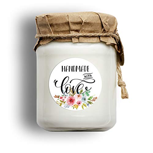 Floral Handmade Stickers, 1.4 Inch Round, 500 Labels per Roll (1 Roll), Adhesive Labels