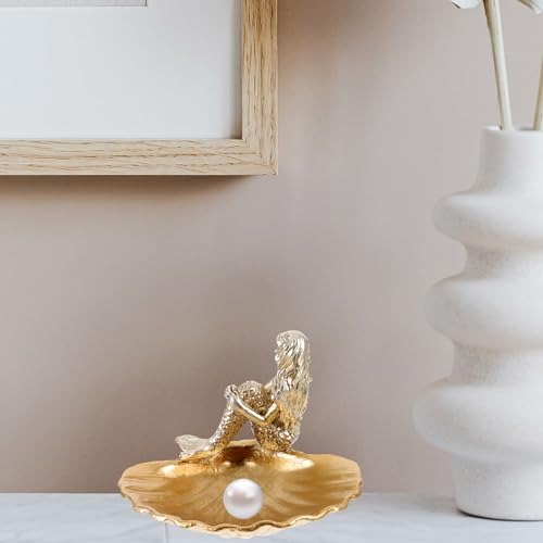 SHERCHPRY Mermaid Tray Mermaid Jewelry Plate Dessert Plate Necklace Display Holder Jewelry Display Plate Shell Trinket Dish Soap Dish Necklace Display Stand Jewelry Dish Ring Container