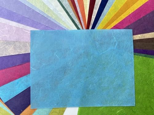 A4 50 Sheets Natural Fiber Mulberry Paper Sheets Art Tissue Washi Paper Design Craft Art Origami Suppliers Card Making Writing Painting 8.3" x 11.7" (50 Colors, A4) - color: 50 Colors, size: 8.3 X 11.7 Inch
