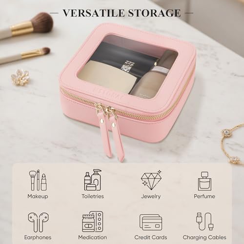 Clear Mini Makeup Bag, Cosmetic Make Up Pouch with Zipper, Pink - color: Pink, size: Mini