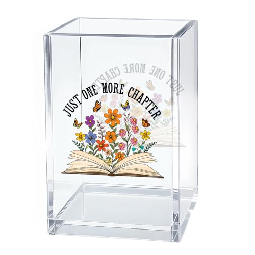 Just One More Chapter Acrylic Pen Pencil Holder for Desk Bookshelf - color: Transparent33