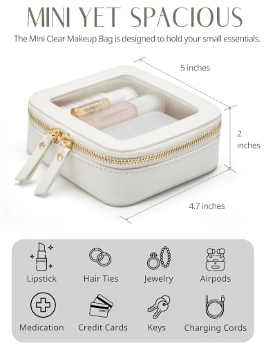 Popvibe Small Clear Makeup Bag for Purse, Travel Cosmetic Case, White, Mini - color: White, style: Mini Chic