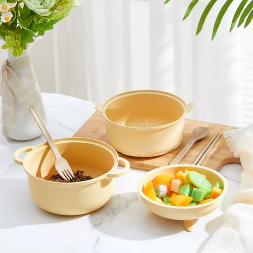 1 Set Large 45oz Cute Pig Ramen Bowl Set Microwavable Cooker, Yellow - color: Yellow