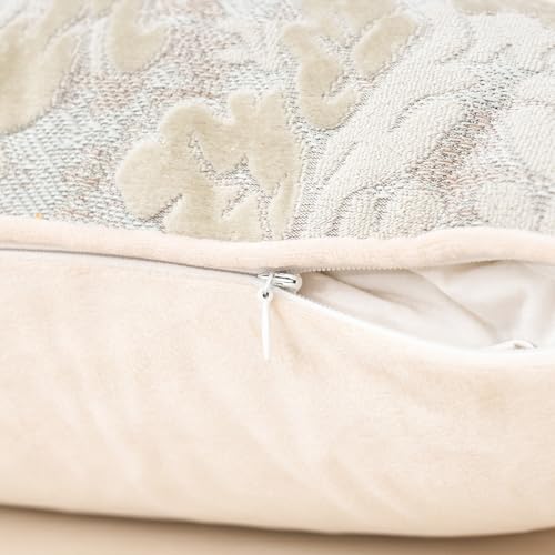 Alerfa Boho White Floral Throw Pillow Cover 20x20 Inch Cut Velvet Sqaure Luxury Embroidered Decorative Pillow Cover for Couch Living Room Bedroom - color: White, size: 20" x 20" (Pack of 1)