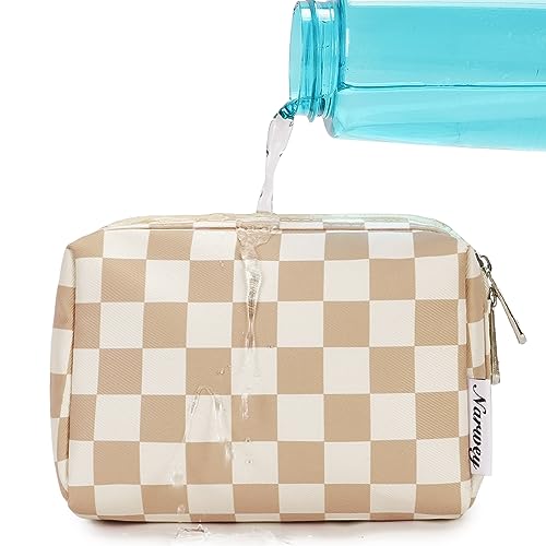 Narwey Small Makeup Bag for Purse, Travel Mini Cosmetic Bag for Women Girls - color: YB-Light Checkerboard, style: Small