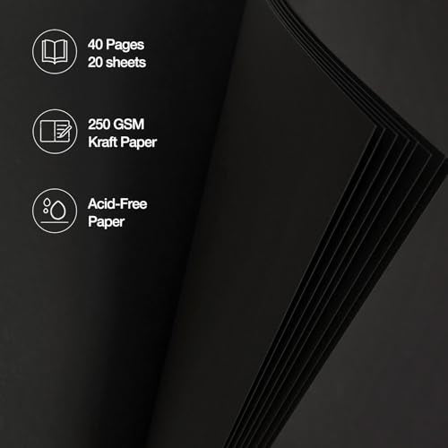 potricher 7 x 7 Inch Small DIY Scrapbook Photo Album 40 Pages, Black - color: Black, size: 7 Inch 40 Pages