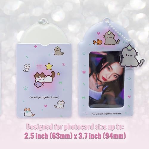 2 Pack K-pop Photocard Holder Keychain, Photo Card Holder with Cute Cat - style: Cat