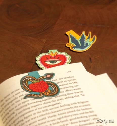 Karma, Magnetic Bookmarks Set of 3, Cute Bookmarks for Women, Page Markers for Students Teachers Reading, Fruit
