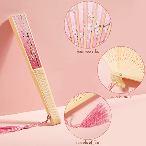 Yulejo 20 Pcs 8.27" Japanese Fan Chinese Folding Hand Fans with Tassels - style: Elegant Style