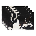 Cowhide Print Placemats Rectangle Linen Table Placemet Set of 4 - color: Black White Brown, size: Set of 4
