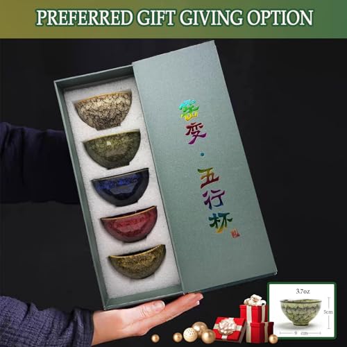 1Set chinese tea cup, 2025 ceramic Tea Cup with Designed Gift Box, Chinese Tea Cups, Tea Cup Set Gifts for Expressing Thoughts, Tenmokus Tea Cup, Japanese Tea Cups,chinese tea set(5PCS)