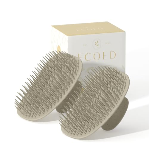 Ecoed Scalp Massager Shampoo Brush, Scalp Scrubber & Exfoliator (Natural) - color: Wheat, size: 2PC