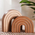 DoubleFill Set of 2 Wooden Rainbow Arch Boho Shelf Decor for Table